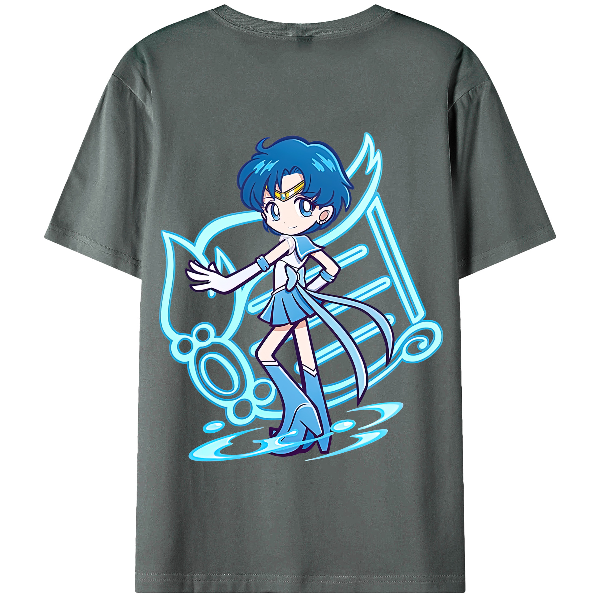 （画像用） 美少女戦士セーラームーン 水野 亜美 みずの あみ Sailor Moon Mizuno Ami 綿100％半袖Tシャツ（背面プリント）